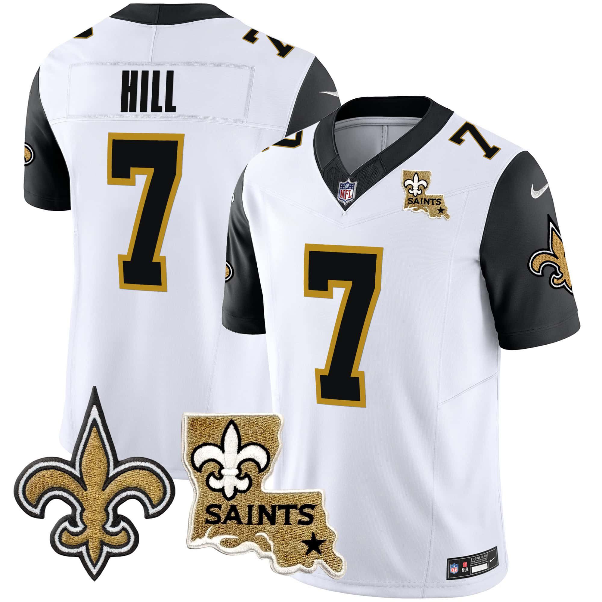 Men New Orleans Saints #7 Hill White 2024 Nike Vapor Limited NFL Jersey style 2
